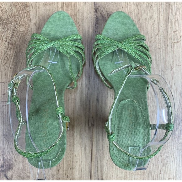 Rampage Emotion Women’s Heeled Sandals Size 10 M Green Rhinestone Embroidered - Picture 12 of 16